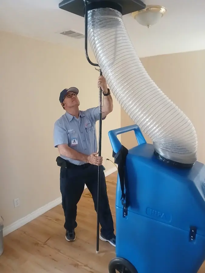 Mini Split Installation technician using HEPA equipment in Itasca